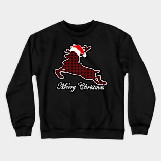 Christmas plaid fawn two Crewneck Sweatshirt